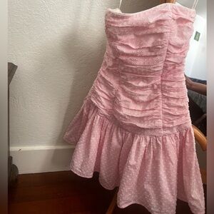 Vintage Betsey Johnson Pink Strapless Polka Dot Dress